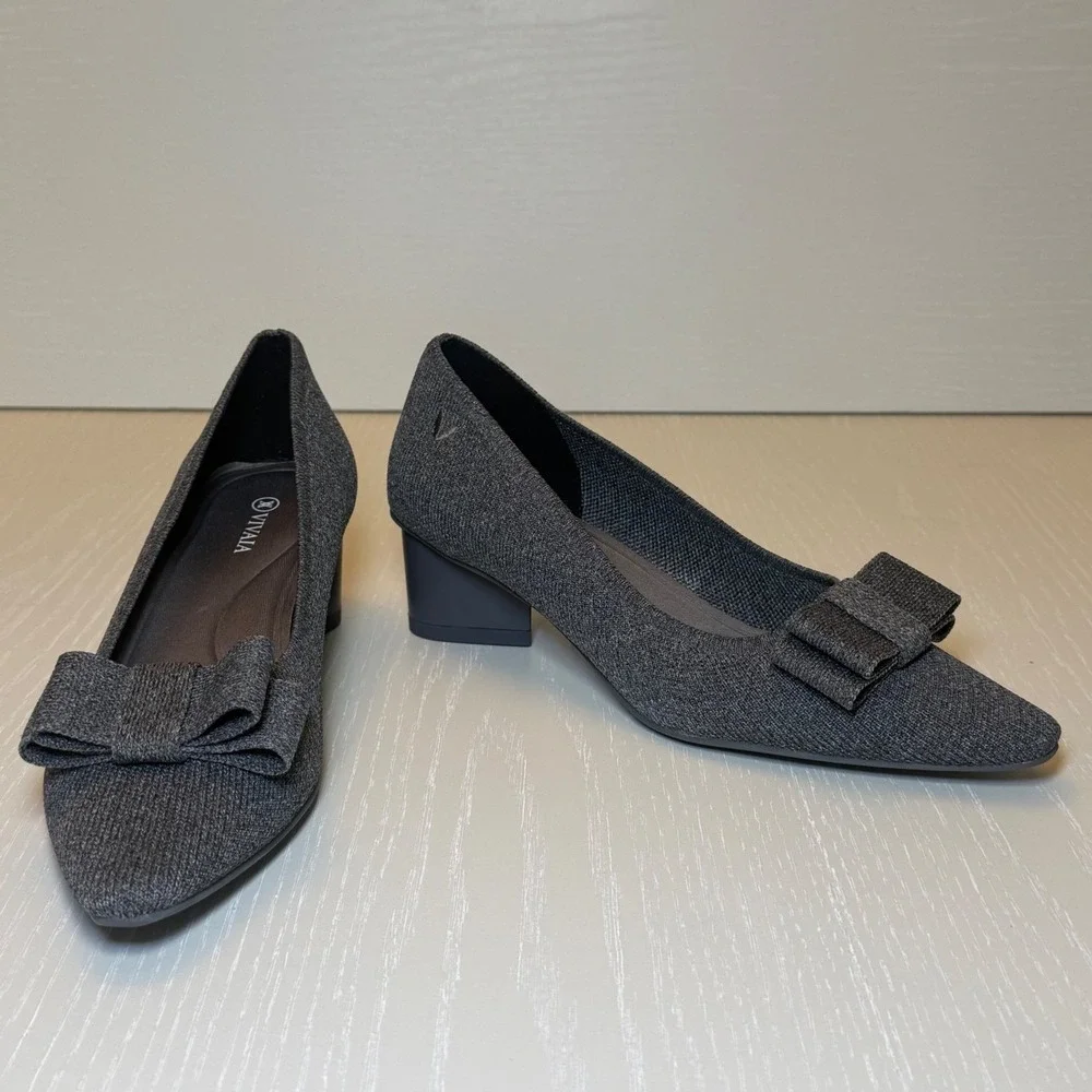 VIVAIA Titli Pointed-Toe Bow Heels | NWT - EU 38 / US 7–7.5 +‎ FREE Slippers